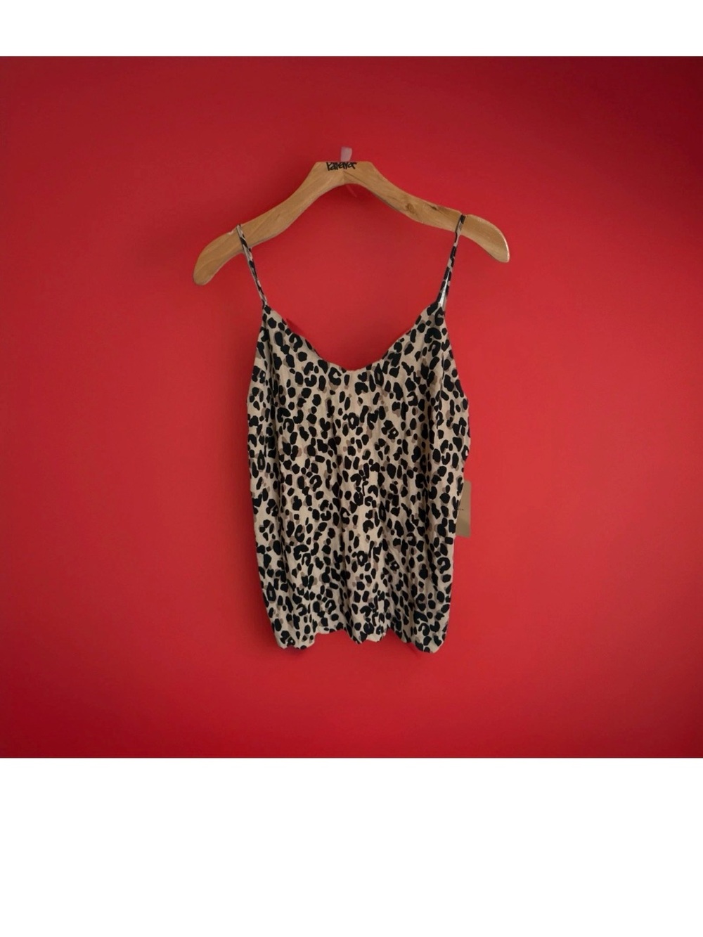 Halogen X SMALL Leopard Print Camisole Top Womens Mob Wife Chic Scalloped Hem